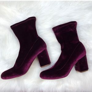 Fuchsia velvet sock booties
